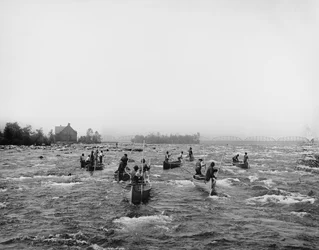 Indians Fishing in the Rapids, Sault Ste. Marie, Michigan